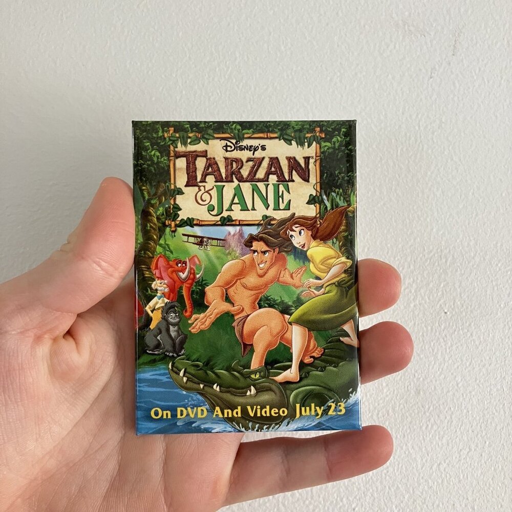 Vintage 90s Disney Tarzan & Jane DVD VHS Movie Promo Pin Button Broach